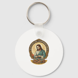 Jesus Completely Deflated Flat Yoga Ball Gym Humou Keychain