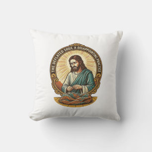 Jesus Completely Deflated Flat Yoga Ball Gym Humou Throw Pillow