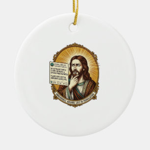 Jesus Confused Auto Translate Post Fail Social Hum Ceramic Ornament
