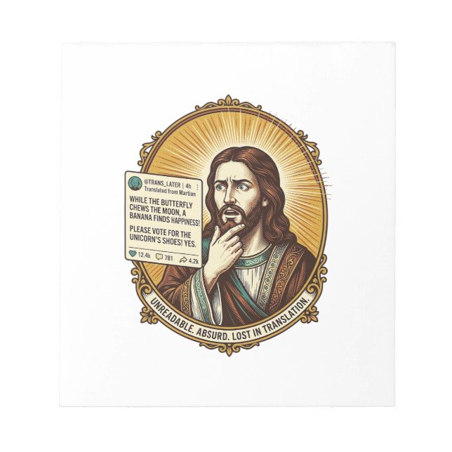 Jesus Confused Auto Translate Post Fail Social Hum Notepad (Front)