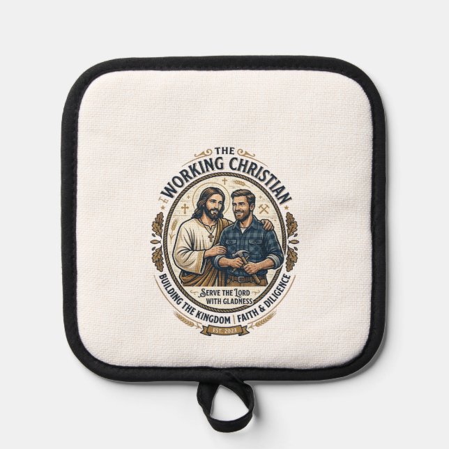 Jesus Construction Trades Shirt Christian Graphic_ Pot Holder (Front)