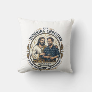 Jesus Construction Trades Shirt Christian Graphic_ Throw Pillow