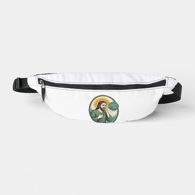 Jesus Coughing Mid Voice Note Audio Message Textin Fanny Pack (Front)