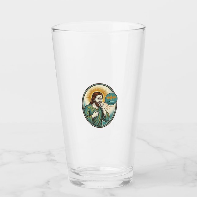 Jesus Coughing Mid Voice Note Audio Message Textin Glass (Front)