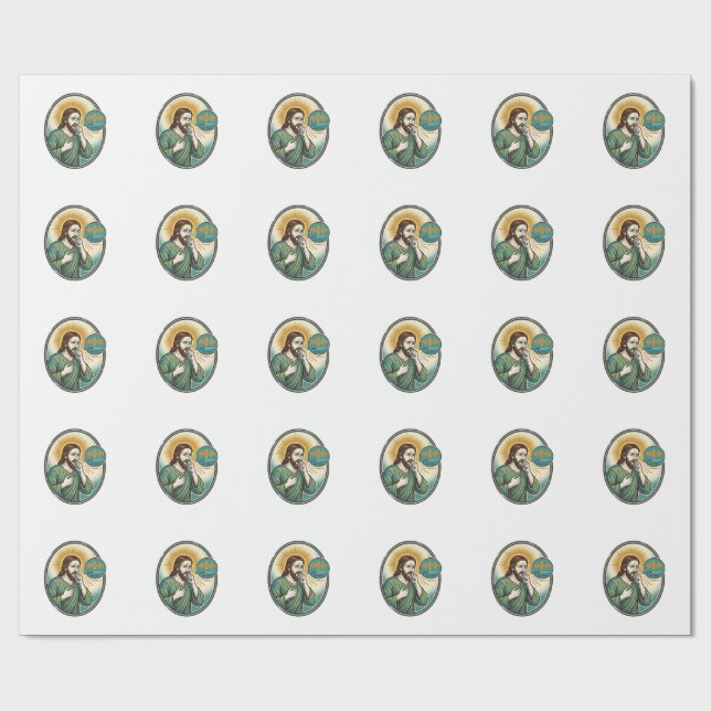 Jesus Coughing Mid Voice Note Audio Message Textin Wrapping Paper (Flat)
