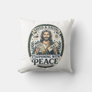 Jesus Coupon Thrift Frugal Shirt Faith Based Desig Throw Pillow