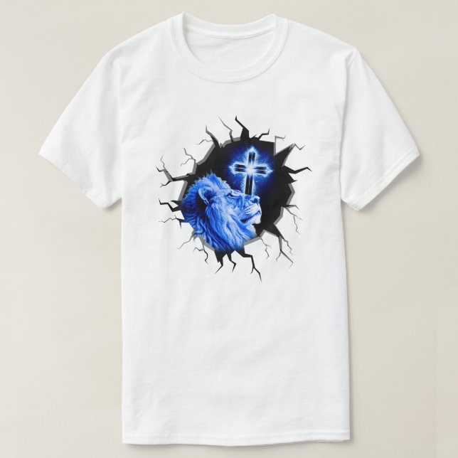 Jesus Cracked Electric Lion T-Shirt (Design Front)