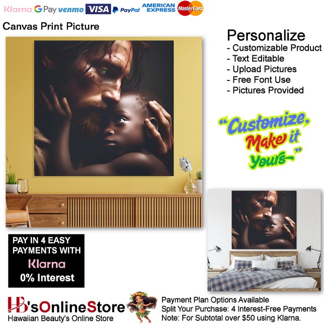 Jesus Cradling Child Canvas Print Picture 24 Ver 2 (Jesus Cradling Child Biblical Christian Canvas Print Picture 2.)