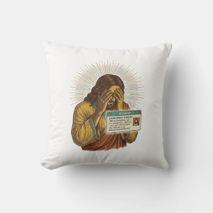 Jesus Cringing Ten Year Old Status Update Humor_1 Throw Pillow