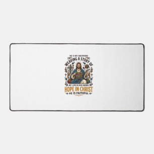 Jesus Crochet Knitting T-Shirt Inspirational Faith Desk Mat