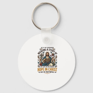 Jesus Crochet Knitting T-Shirt Inspirational Faith Keychain