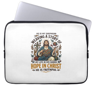 Jesus Crochet Knitting T-Shirt Inspirational Faith Laptop Sleeve