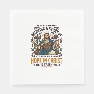 Jesus Crochet Knitting T-Shirt Inspirational Faith Napkin
