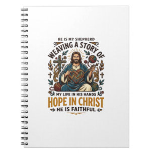 Jesus Crochet Knitting T-Shirt Inspirational Faith Notebook