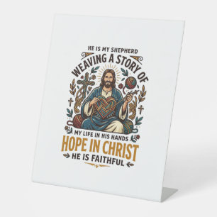 Jesus Crochet Knitting T-Shirt Inspirational Faith Pedestal Sign