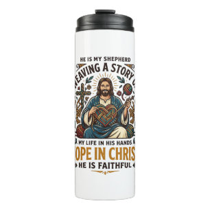Jesus Crochet Knitting T-Shirt Inspirational Faith Thermal Tumbler