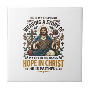 Jesus Crochet Knitting T-Shirt Inspirational Faith Tile