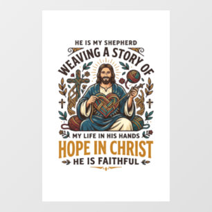 Jesus Crochet Knitting T-Shirt Inspirational Faith Window Cling
