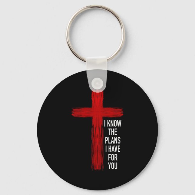 Jesus Cross Bible Verse Christian Long Sleeve  Keychain (Front)