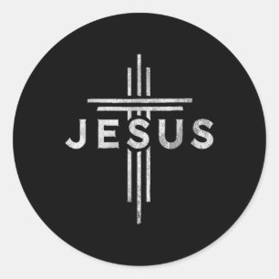 Jesus Cross Christ Christian Vintage Jesus Cross  Classic Round Sticker