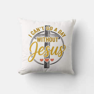 Jesus Cross Christian Typography Shirt Design_1 Throw Pillow