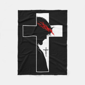 Jesus Cross Crown Of Ns Christian Faith Symbol Fleece Blanket