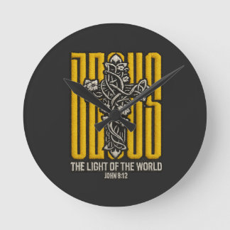 Jesus Cross Embroidered Round Clock