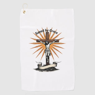 Jesus Cross Faith Vintage Engraving Christian Shir Golf Towel