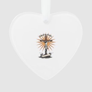 Jesus Cross Faith Vintage Engraving Christian Shir Ornament