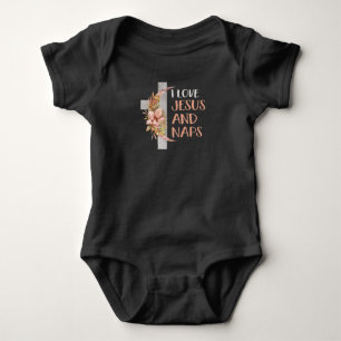 Jesus Cross Flowers Christian Christ Faith Baby Bodysuit
