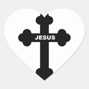 JESUS CROSS HEART STICKER