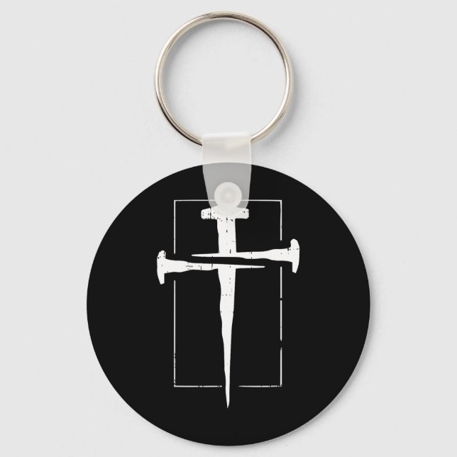 Jesus Cross Nail Easter Christian Spring Men Women Keychain (Front)