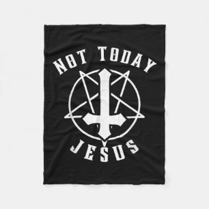 Jesus Cross Not Today Jesus Christian Graphic Tee Fleece Blanket