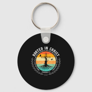 Jesus Cross Pray Bible Verse Christian Rooted In C Keychain