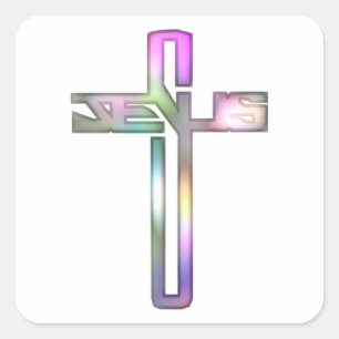 Jesus Cross Square Sticker