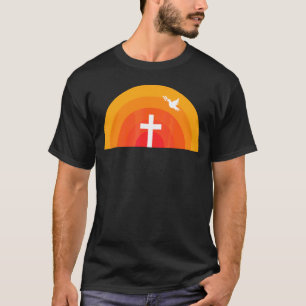 Jesus Cross Sunset Dove With Olive Branch Faith Ch T-Shirt