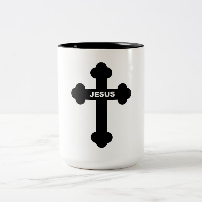 JESUS CROSS Two-Tone COFFEE MUG (Center)