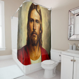Jesus cross white showercurtain