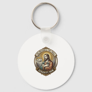 Jesus Crossing Arms Internet Troll Face Emoji Humo Keychain