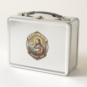 Jesus Crossing Arms Internet Troll Face Emoji Humo Metal Lunch Box