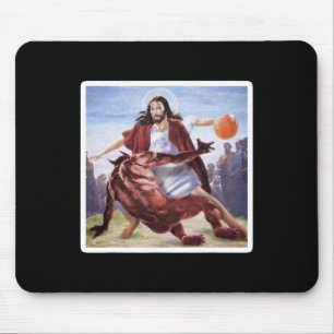 Jesus Crossing Up Satan Bysketbyll  Mouse Pad