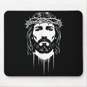 Jesus Crown Thorns Portrait Faith Bible Verse Mouse Pad
