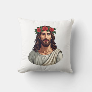 Jesus Crowned Rose Vintage Engraving Shirt 2 Throw Pillow
