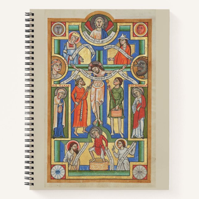 Jesus Crucified Medieval illumination Notebook (Front)