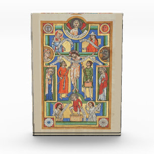 Jesus Crucified Medieval illumination Photo Block