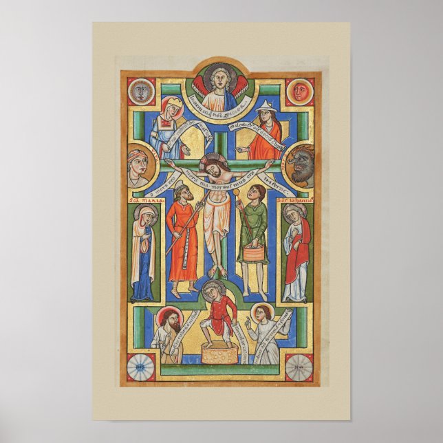 Jesus Crucified Medieval illumination Poster (Front)