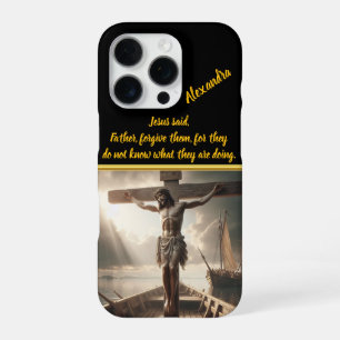Jesus Crucified Over Serene Waters Waiting iPhone 16 Pro Case