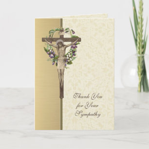 Jesus Crucifix  Christian Condolence Thank You Card