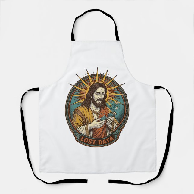 Jesus Crushed USB Flash Drive Lost Data Humor_1 Apron (Front)