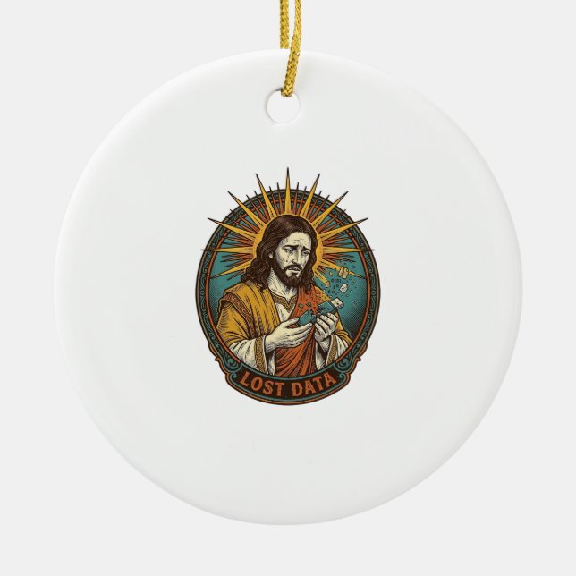 Jesus Crushed USB Flash Drive Lost Data Humor_1 Ceramic Ornament (Front)
